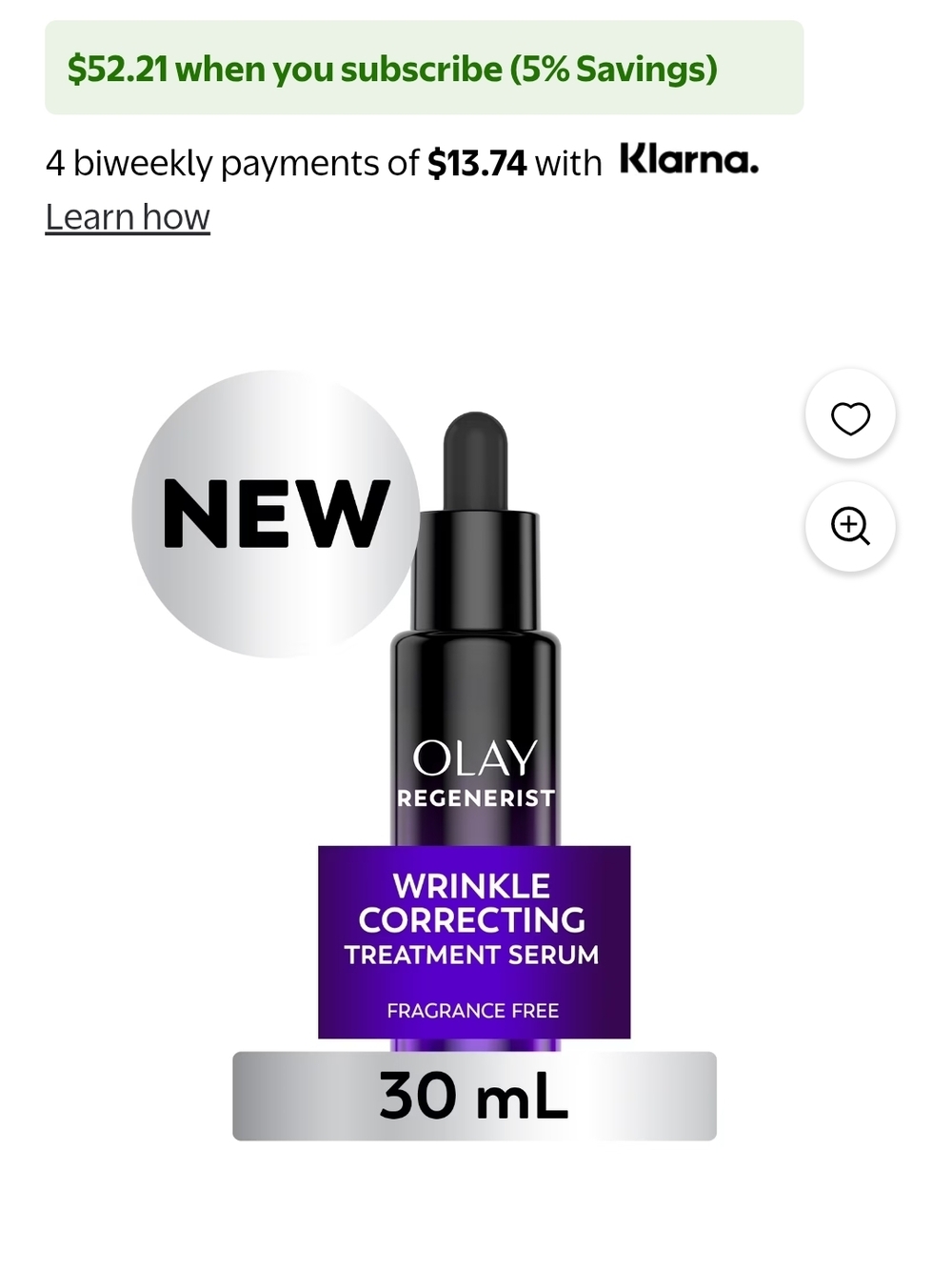 OLAY Regenerist Wrinkle Correcting Serum - Black & Purple